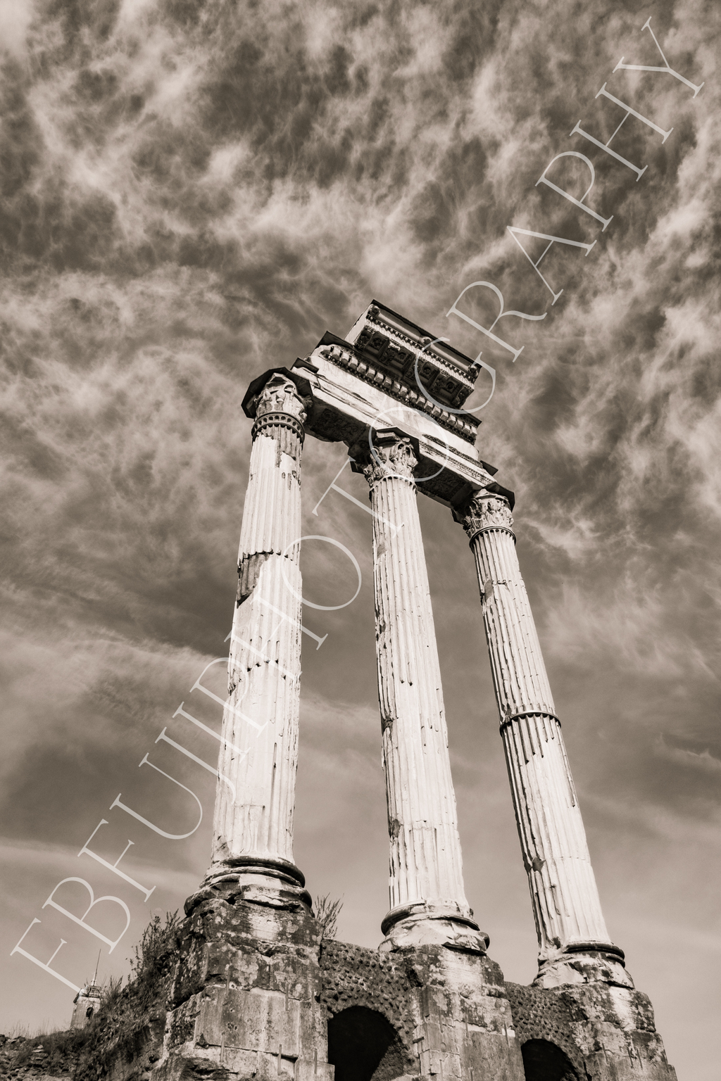 Ancient Roman Columns – Timeless Architecture Fine Art Print | Sepia Wall Art from Rome