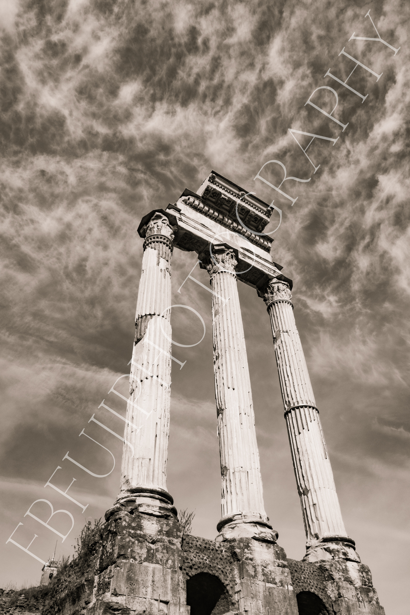 Ancient Roman Columns – Timeless Architecture Fine Art Print | Sepia Wall Art from Rome